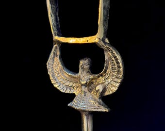ユニークなイシス銅製シストラム古代エジプトの神聖な楽器ステンレス製