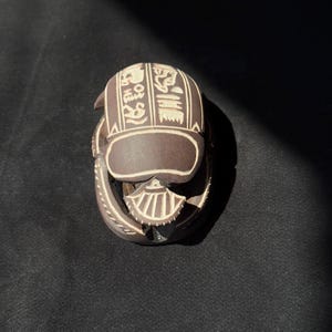 Unique Carved Egyptian Scarab Beetle with Hieroglyphs – Handmade Soapstone Symbol of Rebirth, Protection & Transformation Made in Egypt