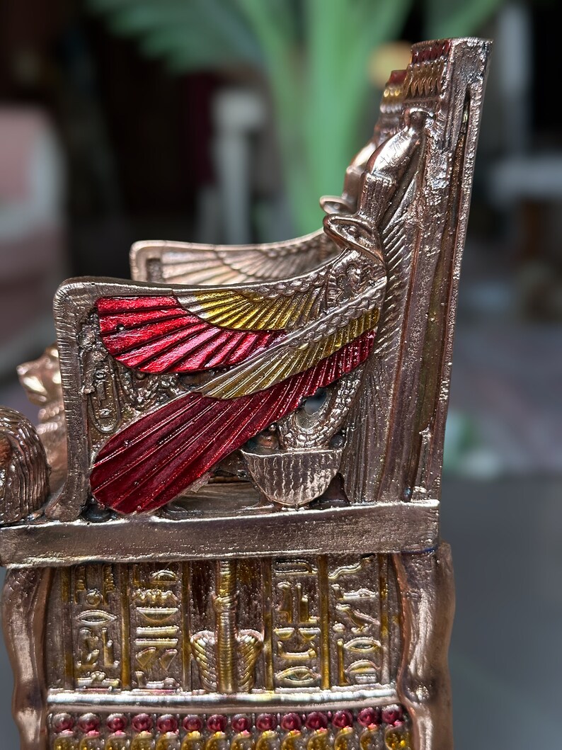 Egyptian Chair Decor Trinket Box King Tut's Throne Jewelry Box Egyptian