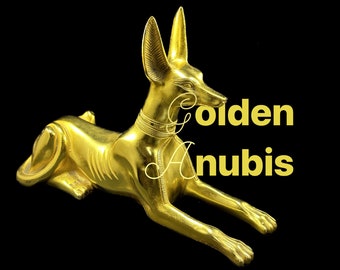 Anubis golden Statue, Egyptian god Anubis Sculpture gold, Egyptian statue god of death Egyptian altar decorative sculpture god of underworld