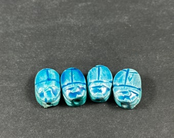 Set of tiny Rare Egyptian Scarab Amulet Beetle light blue color Good luck Scarab Amulet Ancient Egyptian gift Made in Egypt