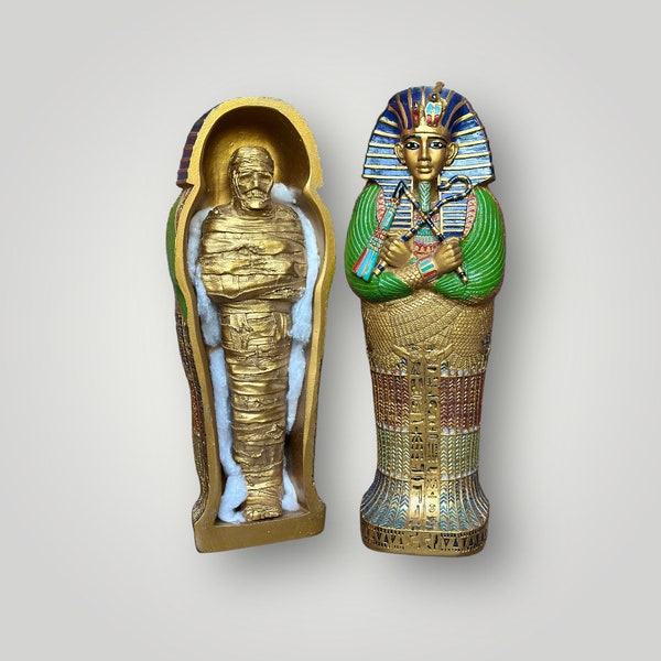 Unique Coffin Replica statue of Tutankhamun with a mummy inside, Majestic Piece of Ancient Egyptian History made in egypt