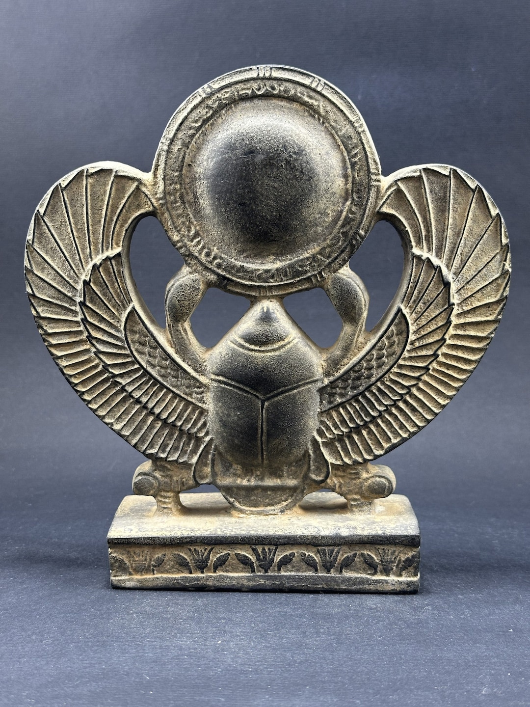 Egyptian Scarab Statue Khepri God Symbol of Renewal Sculpture Stone for