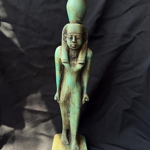 Ancient Egyptian Ushabti Statue with Crown of Upper Egypt and Hieroglyphics Osiris Style Burial Figurine Handcrafted Made in Egypt