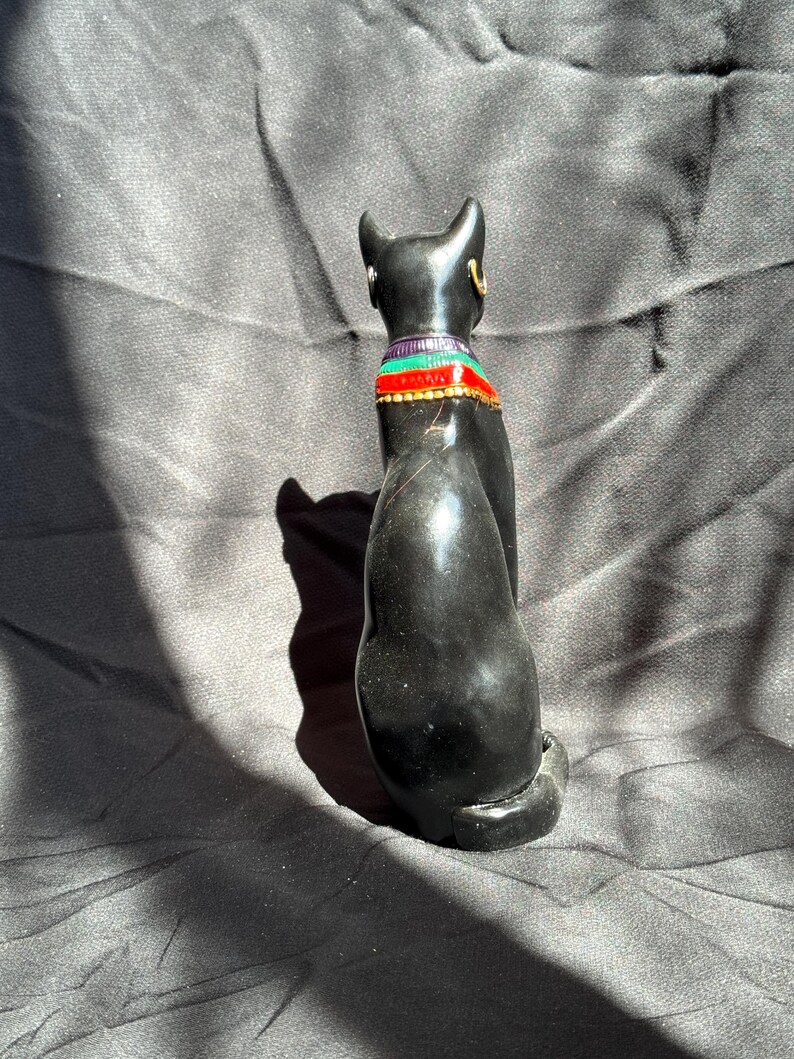 Egyptian Bastet Goddess Statue Black Color With Eye of Horus Egyptian