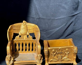 ツタンカーメン王の玉座 博物館の展示品 椅子 オリジナル樹脂製 アンク