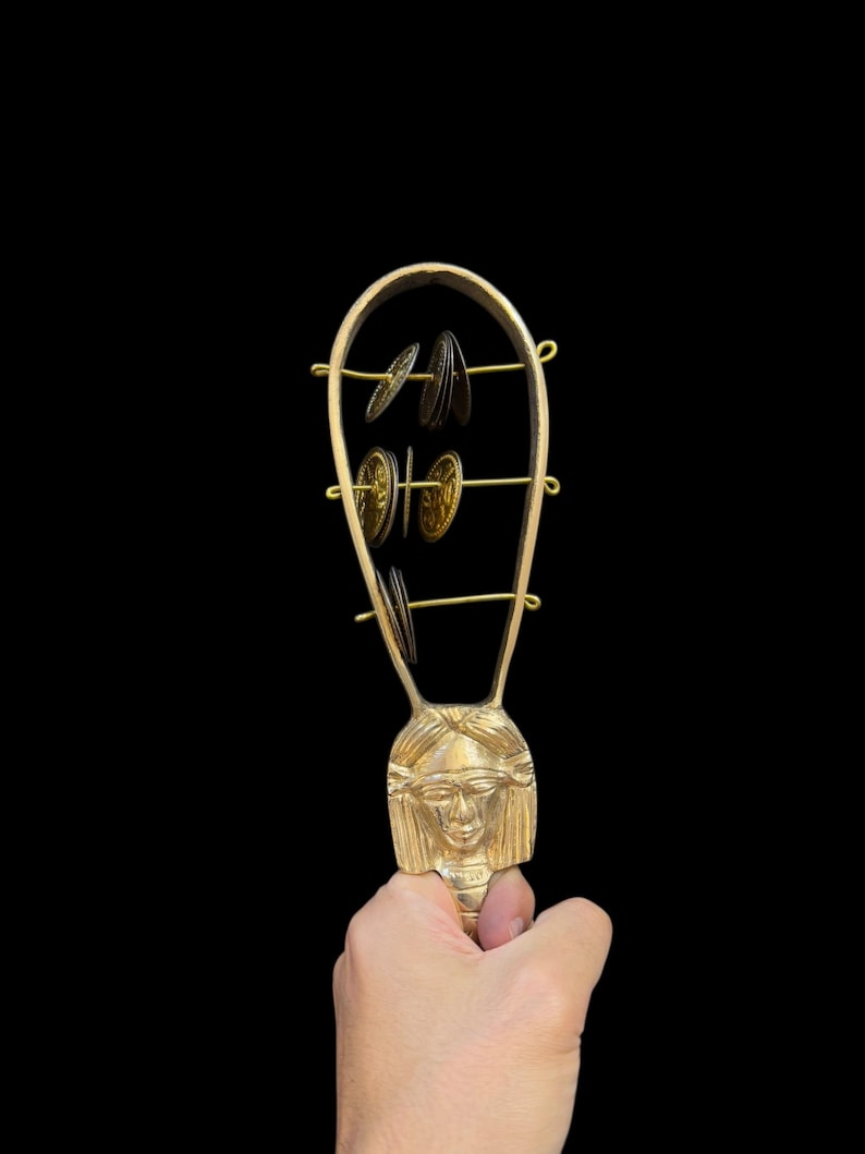 Ancient Egyptian Sistrum Rattle Handheld Brass Sound Tool With Goddess ...