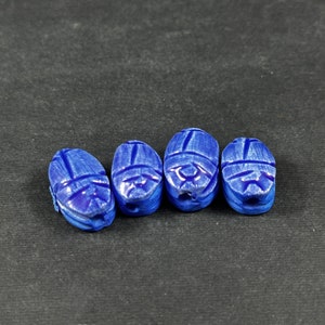 Set of tiny Rare Egyptian Scarab Amulet Beetle Blue color made in Egypt