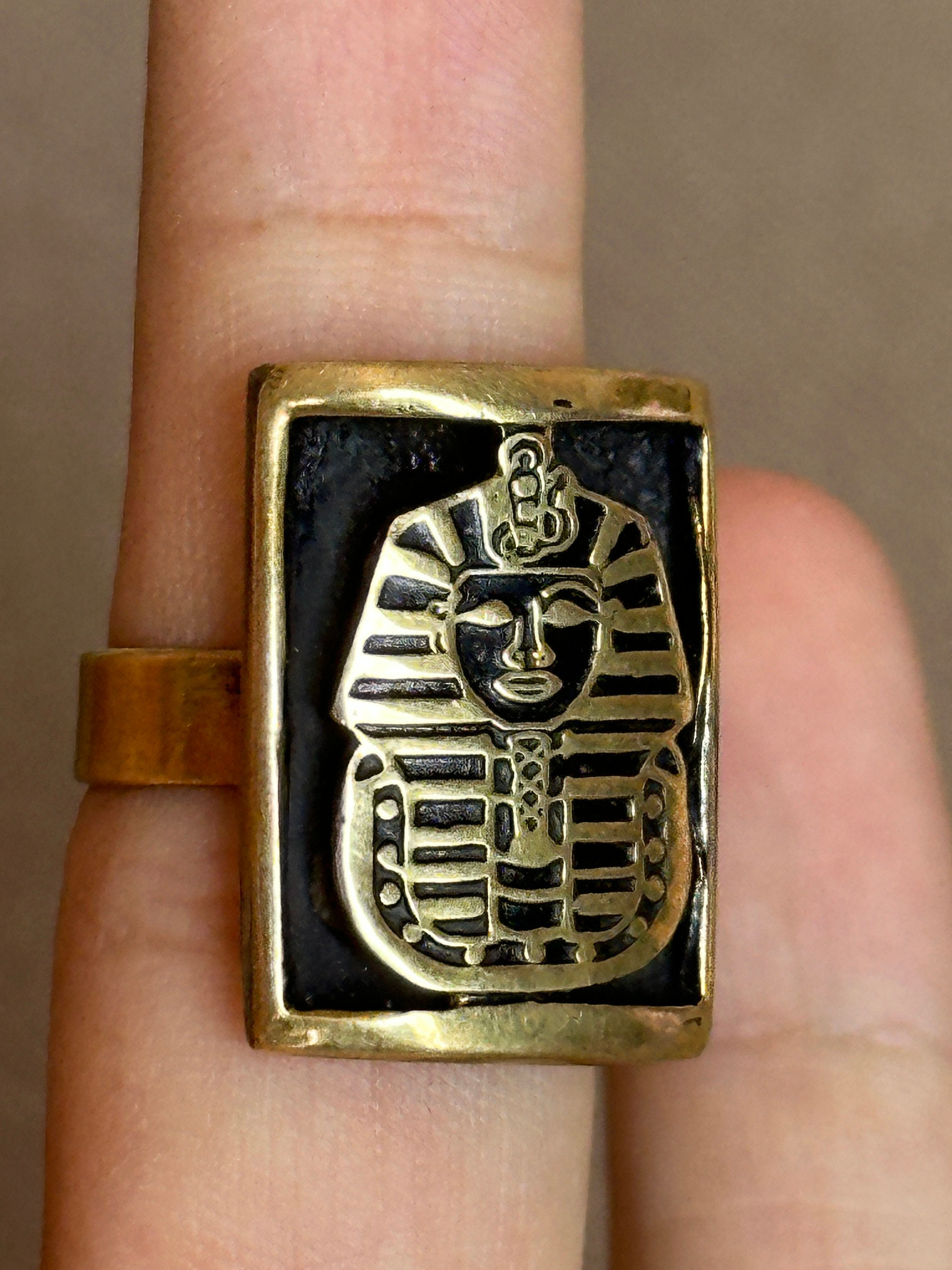 ファラオ ツタンカーメン シグネット リング、調節可能なリング