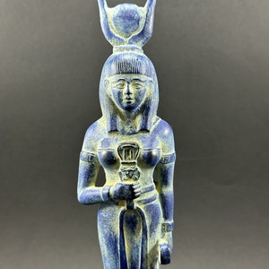 Autentica statua della dea Iside Scultura egiziana antica fatta a mano in pietra pesante realizzata in Egitto immagine 9