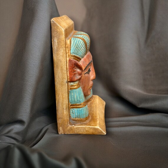 ユニークな女神ハトホル像の顔、ハトホルマスク彫刻、ハトホル頭の置物