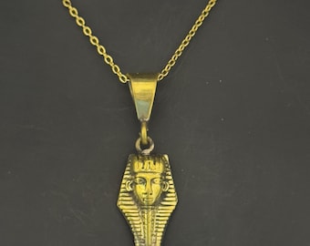 Pendentif Collier Masque 3D De Toutankhamon - Étain Doré - Neuf Avec étiquettes
