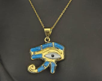 Eye of Horus Brass Necklace – Egyptian Protection Amulet Pendant – Ancient Symbol of Healing, Royalty and Strength Made In Egypt