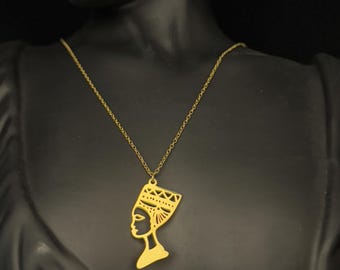 Gold Plated Nefertiti necklace, Queen necklace, Queen necklace, Africa necklace for women, African necklace, Queen charm Made In Egypt