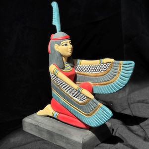 Maat Fabulous Statue of the Winged Goddess Ma&#39;at adorned with an ostrich feather Goddess of truth, justice, protection Made in Egypt