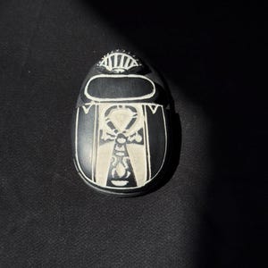 Ancient Egyptian Scarab Beetle Stone Carving | Hieroglyphic Engraved Scarab Amulet | Decorative Collectible Gift Made in Egypt