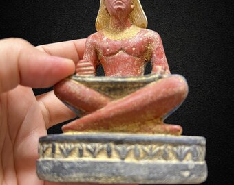エジプト手彫り置物 手作りのエジプトの作家、書記の置物、古代エジプトの彫像、永遠の知恵