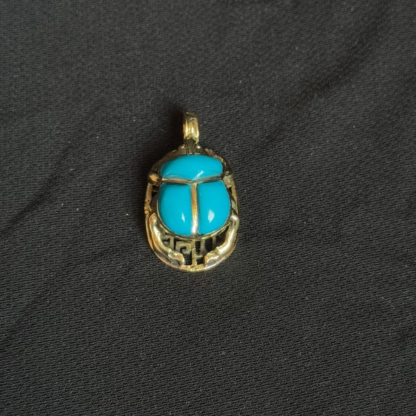 Unique Carved Scarab Pendant, Beetle Pendant, Mother Of Pearl Unique Golden Scarab Pendant, Scarab Necklace, Gem Amulet Pendant