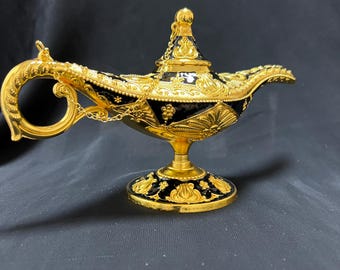 Unique gift Aladdin lamp golden decorated Ornately Embossed Collection for Wedding Handmade Gift home decor Made in Egypt.