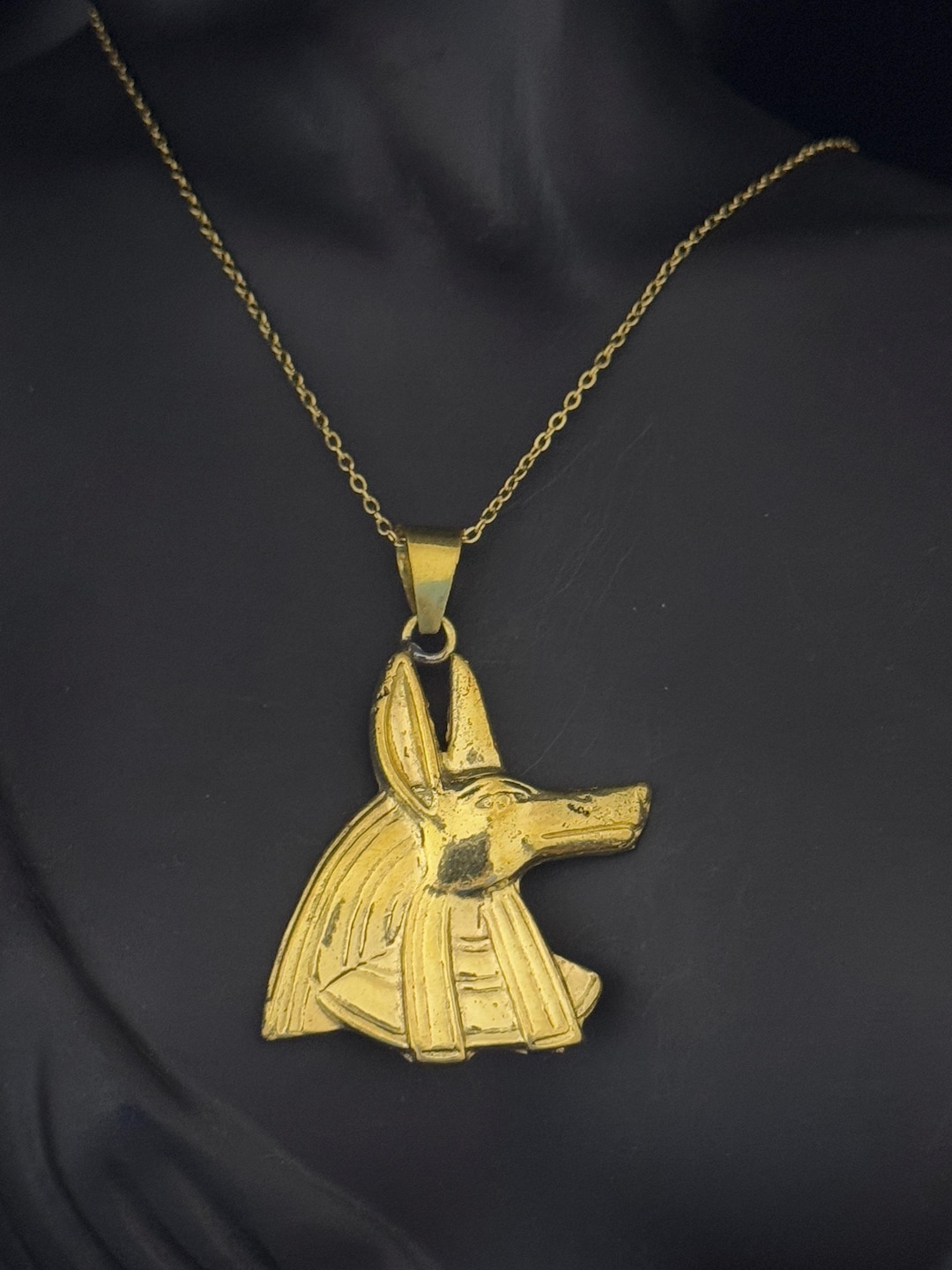 Collier Pendentif Anubis En étain Argenté - Longueur 46 Cm, Fermoir Homard - Style égyptien