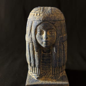 Egyptian Queen Bust Statue Blue Antiqued Cleopatra Decor Handcrafted Ancient Egyptian Head Sculpture Mystical Goddess Figure Made In Egypt