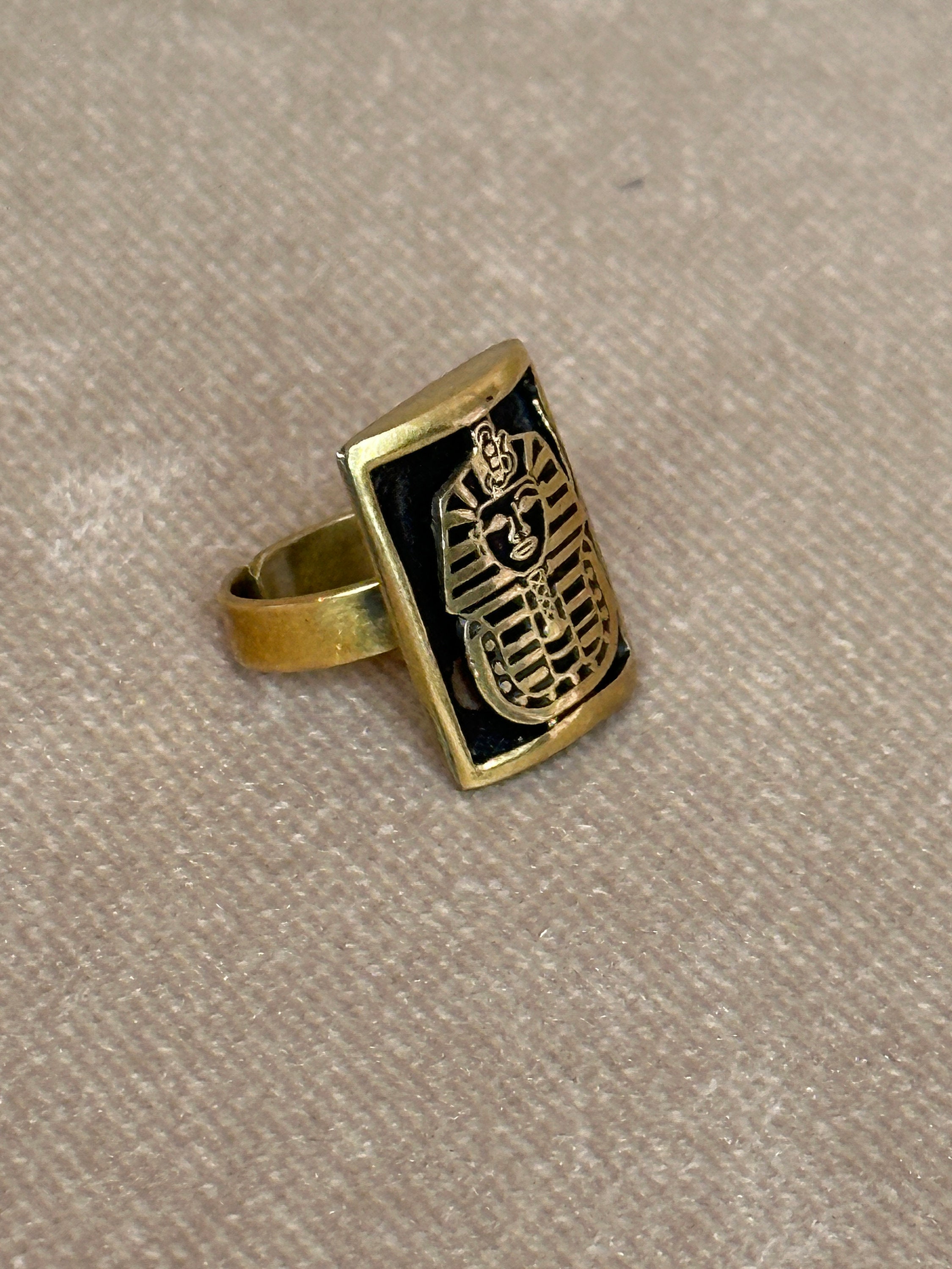 ファラオ ツタンカーメン シグネット リング、調節可能なリング