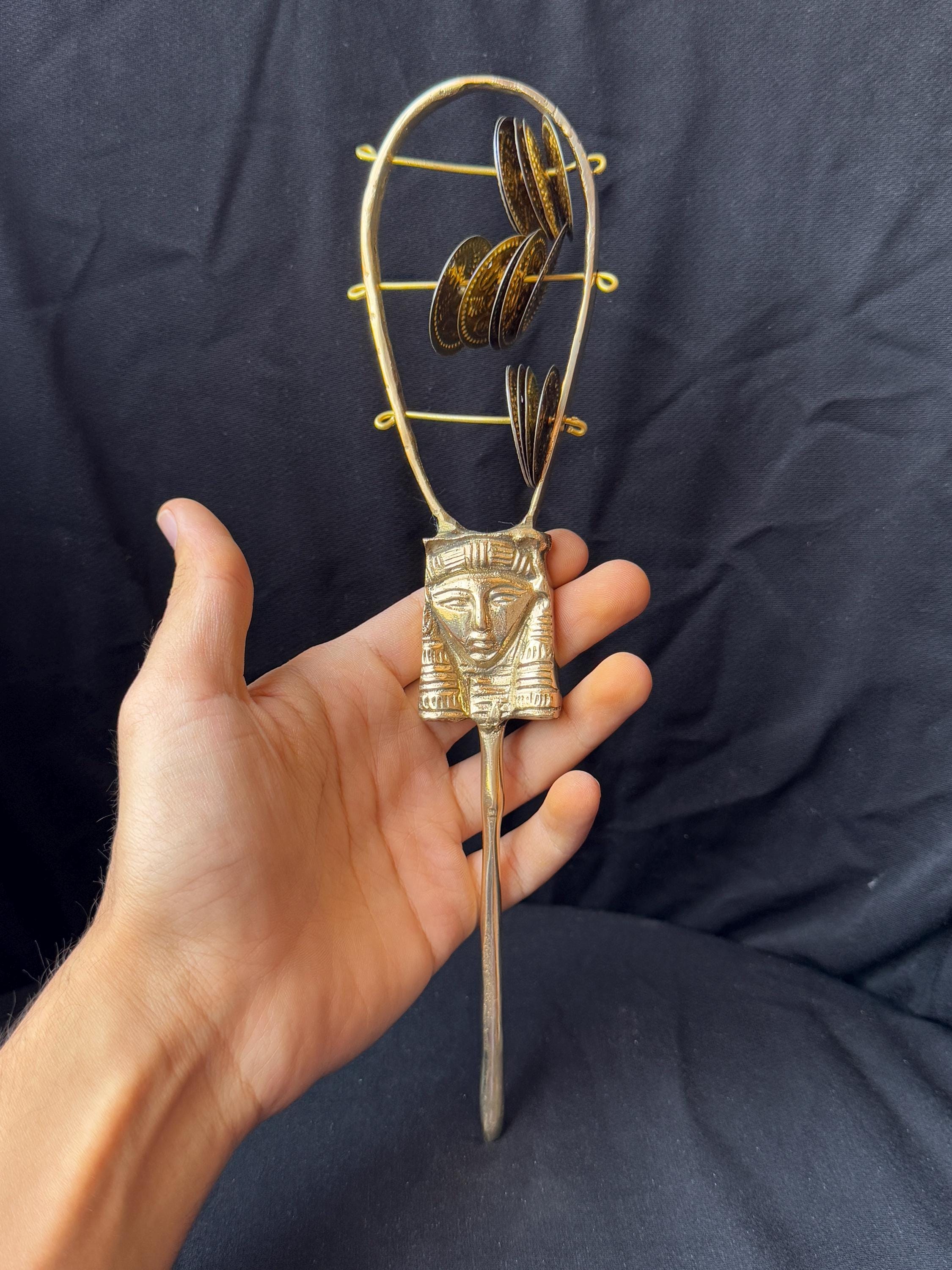 Ritual Rattle Brass Egyptian Sistrum With Queen Face Ancient Ritual Rattle Instrument ...