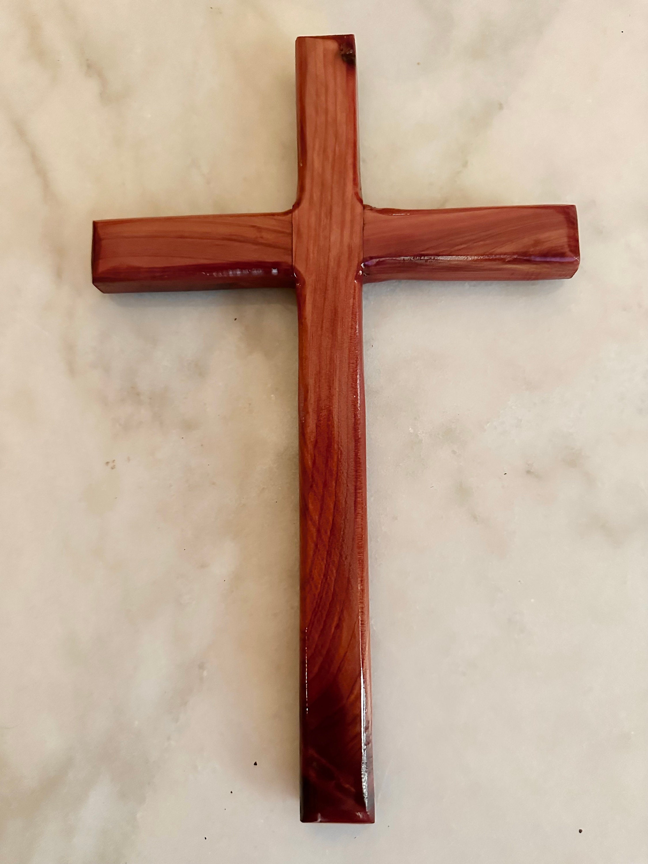 11.5” handcrafted cedar wall cross.