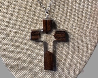 2 1/4” Handcrafted exotic zebrawood and clear resin necklace.