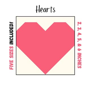 Hearts Quilt Block - Foundation Paper Pieced Digital Pattern - 5 sizes included