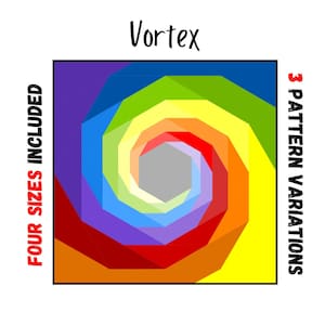Vortex Quilt Block - 4 sizes & 3 variations - Foundation Paper Pieced Digital Pattern