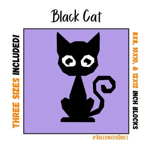 Svart katt Quiltblock - Digitalt mönster för grundpappersdekorationer
