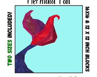 Mermaid Tail Quilt Block - Foundation Paper Pieced Digital Pattern - 2 sizes included