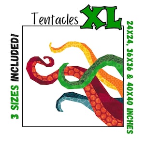 Tentacles XL Quilt Block - Foundation Paper Pieced Digital Pattern 24, 36, & 40 inches