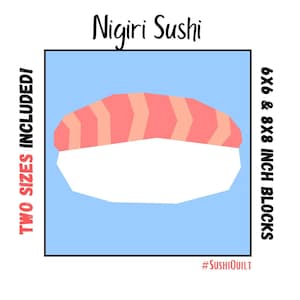 Sushi: Nigiri Sushi Quilt Block - Foundation Paper Pieced Digital Pattern