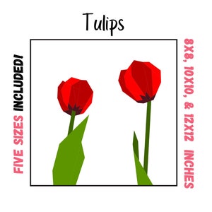 Bloque de edredón Tulipanes - Patrón digital de patchwork de papel base - Incluye 3 tamaños