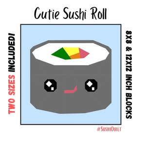 Sushi: Cutie Sushi Roll Quilt Block - Foundation Paper Pieced Digital Pattern