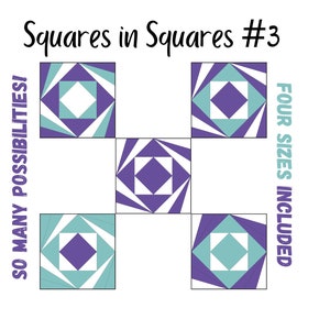 Squares In Squares #3 Quilt Block - Foundation Paper Pieced Digital Pattern - 4 sizes included