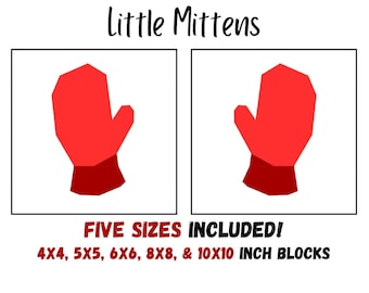 Little Mittens Quilt Block - Foundation Paper Pieced Digital Pattern