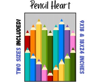 Pencil Heart Quilt Block - Foundation Paper Pieced Digital Pattern - 2 sizes included