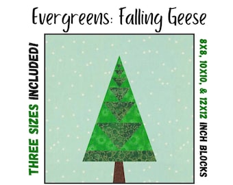 Evergreens: Falling Geese Quilt Block - Foundation Paper Pieced Digital Pattern