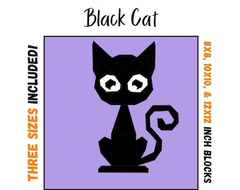 Black Cat Quilt Block - Foundation Paper Pieced Digital Pattern