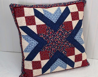 Jewel Star Quilted Pillow Cover for 18x18 inch pillow + optional pillow insert