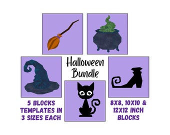 Halloween Quilt Block Patterns: 5 FPP Designs (PDF Download)