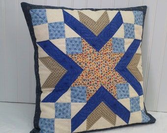 Jewel Star Quilted Pillow Cover for 18x18 inch pillow + optional pillow insertpillow