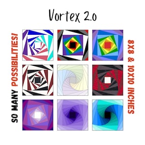 Vortex 2.0 Quilt Block - Foundation Paper Pieced Digital Pattern - 2 sizes included