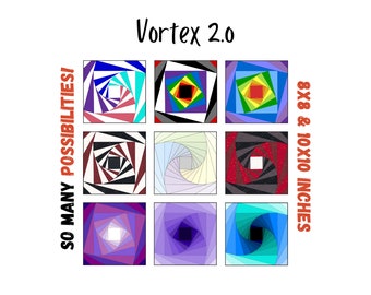 Vortex 2.0 Quilt Block - Foundation Paper Pieced Digital Pattern - 2 sizes included