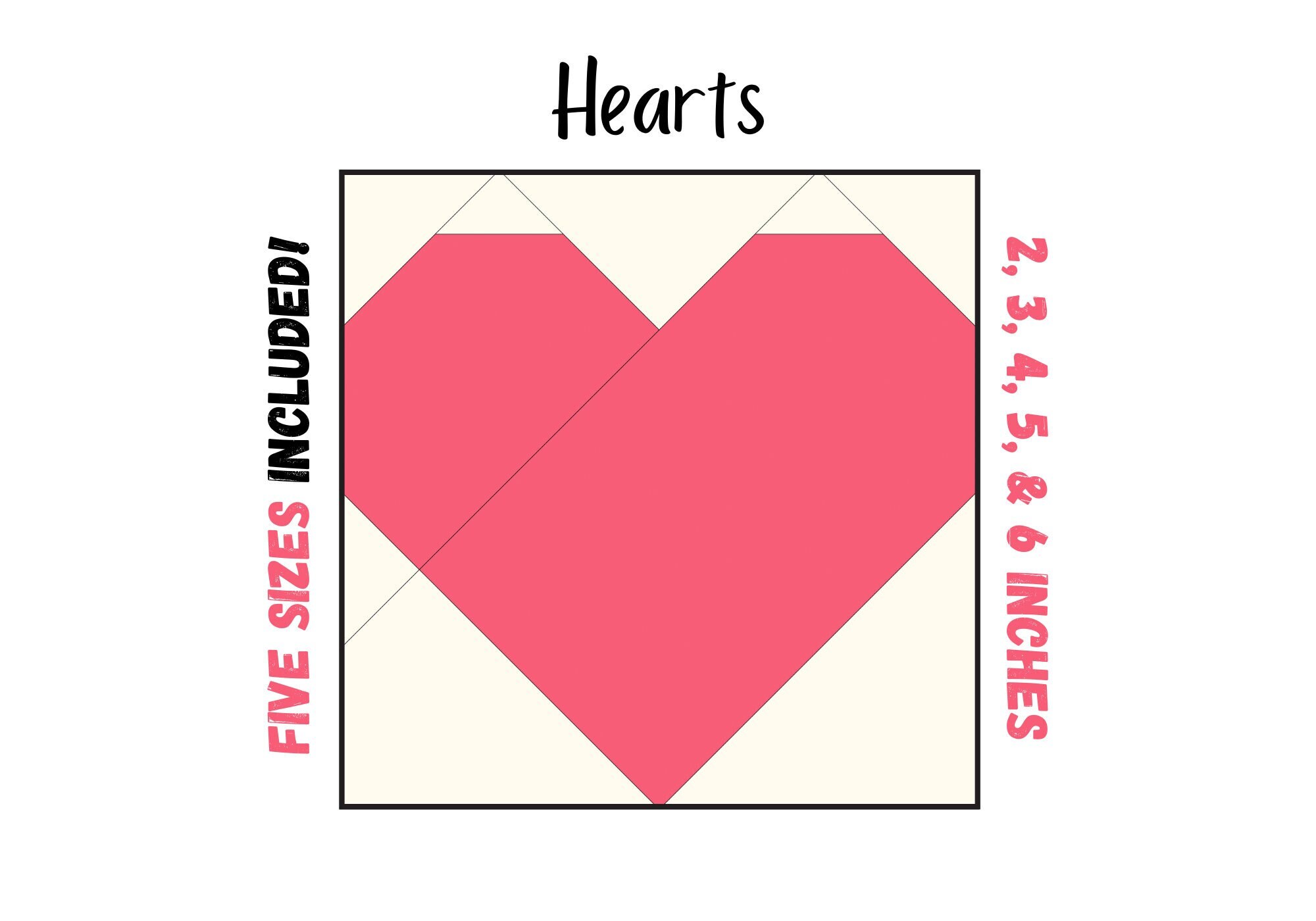 Hearts Quilt Block Foundation Paper Pieced Digital Pattern Etsy