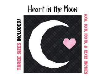 Heart in the Moon- Foundation Paper Pieced Digital Pattern - 4 sizes included