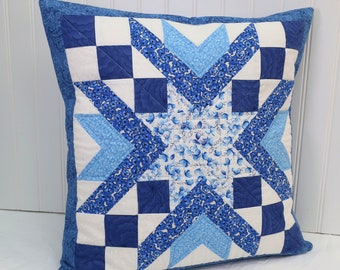 Jewel Star Quilted Pillow Cover for 18x18 inch pillow + optional pillow insert